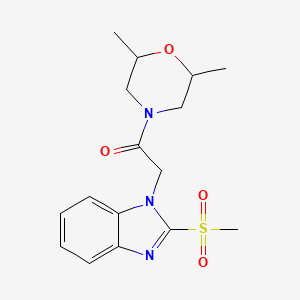 molecular formula C16H21N3O4S B2860980 1-(2,6-dimethylmorpholino)-2-(2-(methylsulfonyl)-1H-benzo[d]imidazol-1-yl)ethanone CAS No. 886923-09-7