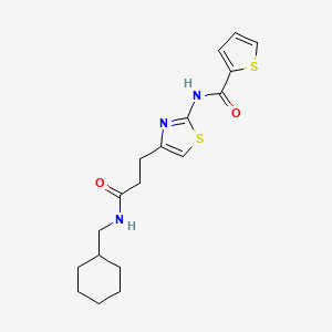 molecular formula C18H23N3O2S2 B2860985 N-(4-(3-((cyclohexylmethyl)amino)-3-oxopropyl)thiazol-2-yl)thiophene-2-carboxamide CAS No. 1021059-11-9