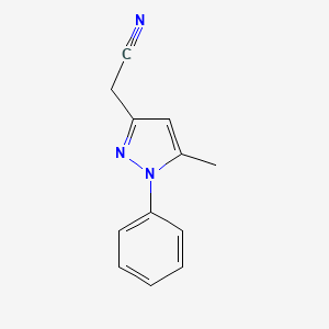 molecular formula C12H11N3 B2860987 2-(5-Methyl-1-phenylpyrazol-3-yl)acetonitrile CAS No. 1226419-40-4