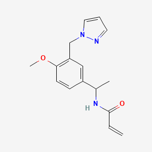 molecular formula C16H19N3O2 B2860992 N-(1-{4-methoxy-3-[(1H-pyrazol-1-yl)methyl]phenyl}ethyl)prop-2-enamide CAS No. 2094590-12-0