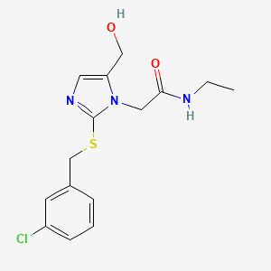 molecular formula C15H18ClN3O2S B2860997 2-(2-((3-氯苄基)硫代)-5-(羟甲基)-1H-咪唑-1-基)-N-乙基乙酰胺 CAS No. 923164-09-4