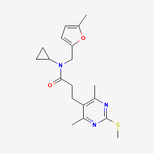 molecular formula C19H25N3O2S B2861005 N-cyclopropyl-3-[4,6-dimethyl-2-(methylsulfanyl)pyrimidin-5-yl]-N-[(5-methylfuran-2-yl)methyl]propanamide CAS No. 1210176-69-4
