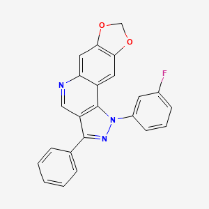 molecular formula C23H14FN3O2 B2861012 1-(3-氟苯基)-3-苯基-1H-[1,3]二氧杂环[4,5-g]吡唑并[4,3-c]喹啉 CAS No. 901044-49-3