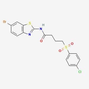 molecular formula C17H14BrClN2O3S2 B2861021 N-(6-bromobenzo[d]thiazol-2-yl)-4-((4-chlorophenyl)sulfonyl)butanamide CAS No. 941907-45-5
