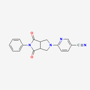 molecular formula C18H14N4O2 B2861024 6-(4,6-Dioxo-5-phenyl-1,3,3a,6a-tetrahydropyrrolo[3,4-c]pyrrol-2-yl)pyridine-3-carbonitrile CAS No. 2415534-85-7