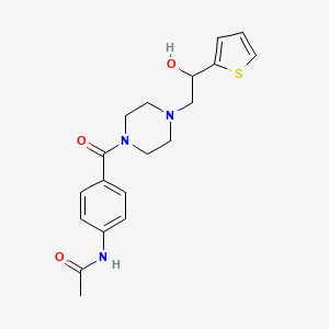 molecular formula C19H23N3O3S B2861026 N-(4-(4-(2-hydroxy-2-(thiophen-2-yl)ethyl)piperazine-1-carbonyl)phenyl)acetamide CAS No. 1251561-98-4