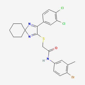 molecular formula C23H22BrCl2N3OS B2861035 N-(4-bromo-3-methylphenyl)-2-((3-(3,4-dichlorophenyl)-1,4-diazaspiro[4.5]deca-1,3-dien-2-yl)thio)acetamide CAS No. 899932-91-3