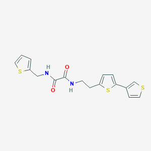 molecular formula C17H16N2O2S3 B2861038 N1-(2-([2,3'-bithiophen]-5-yl)ethyl)-N2-(thiophen-2-ylmethyl)oxalamide CAS No. 2034548-25-7