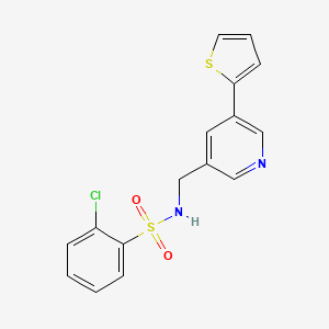2-chloro-N-((5-(thiophen-2-yl)pyridin-3-yl)methyl)benzenesulfonamide