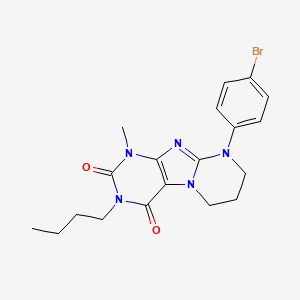 molecular formula C19H22BrN5O2 B2861044 9-(4-溴苯基)-3-丁基-1-甲基-6,7,8,9-四氢嘧啶并[2,1-f]嘌呤-2,4(1H,3H)-二酮 CAS No. 873076-45-0