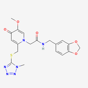 N-(benzo[d][1,3]dioxol-5-ylmethyl)-2-(5-methoxy-2-(((1-methyl-1H-tetrazol-5-yl)thio)methyl)-4-oxopyridin-1(4H)-yl)acetamide