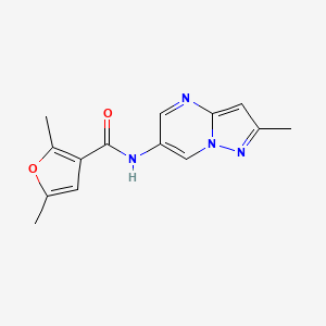 molecular formula C14H14N4O2 B2861064 2,5-二甲基-N-(2-甲基吡唑并[1,5-a]嘧啶-6-基)呋喃-3-甲酰胺 CAS No. 1797014-72-2