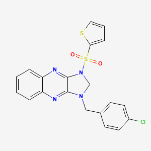 molecular formula C20H15ClN4O2S2 B2861077 1-(4-chlorobenzyl)-3-(thiophen-2-ylsulfonyl)-2,3-dihydro-1H-imidazo[4,5-b]quinoxaline CAS No. 848062-21-5