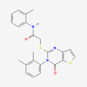 molecular formula C23H21N3O2S2 B2861078 2-{[3-(2,3-dimethylphenyl)-4-oxo-3,4-dihydrothieno[3,2-d]pyrimidin-2-yl]sulfanyl}-N-(2-methylphenyl)acetamide CAS No. 1291867-67-8