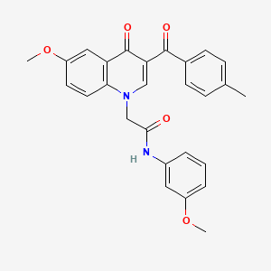 2-[6-methoxy-3-(4-methylbenzoyl)-4-oxo-1,4-dihydroquinolin-1-yl]-N-(3-methoxyphenyl)acetamide