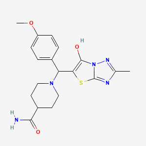 1-((6-Hydroxy-2-methylthiazolo[3,2-b][1,2,4]triazol-5-yl)(4-methoxyphenyl)methyl)piperidine-4-carboxamide