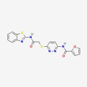 molecular formula C18H13N5O3S2 B2861100 N-(6-((2-(benzo[d]thiazol-2-ylamino)-2-oxoethyl)thio)pyridazin-3-yl)furan-2-carboxamide CAS No. 1021061-59-5