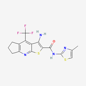 6-Amino-N-(4-methyl-1,3-thiazol-2-yl)-8-(trifluoromethyl)-4-thia-2-azatricyclo[7.3.0.03,7]dodeca-1(9),2,5,7-tetraene-5-carboxamide