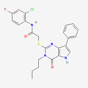molecular formula C24H22ClFN4O2S B2861105 2-[(3-butyl-4-oxo-7-phenyl-4,5-dihydro-3H-pyrrolo[3,2-d]pyrimidin-2-yl)sulfanyl]-N-(2-chloro-4-fluorophenyl)acetamide CAS No. 1261013-08-4