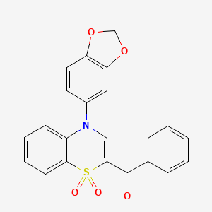 molecular formula C22H15NO5S B2861120 [4-(1,3-benzodioxol-5-yl)-1,1-dioxido-4H-1,4-benzothiazin-2-yl](phenyl)methanone CAS No. 1114652-21-9