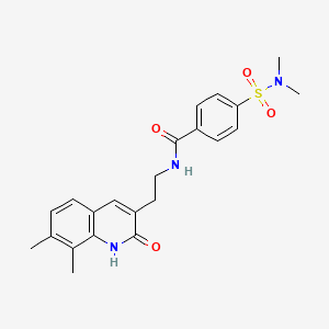 molecular formula C22H25N3O4S B2861124 N-(2-(7,8-二甲基-2-氧代-1,2-二氢喹啉-3-基)乙基)-4-(N,N-二甲基氨磺酰基)苯甲酰胺 CAS No. 851408-25-8