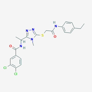 molecular formula C22H23Cl2N5O2S B286113 3,4-dichloro-N-[1-(5-{[2-(4-ethylanilino)-2-oxoethyl]thio}-4-methyl-4H-1,2,4-triazol-3-yl)ethyl]benzamide 