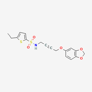 molecular formula C17H17NO5S2 B2861149 N-(4-(benzo[d][1,3]dioxol-5-yloxy)but-2-yn-1-yl)-5-ethylthiophene-2-sulfonamide CAS No. 1448044-76-5