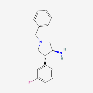 molecular formula C17H19FN2 B2861156 反式-1-苄基-4-(3-氟苯基)吡咯烷-3-胺 CAS No. 1357072-86-6