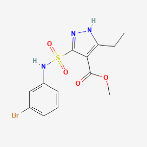 molecular formula C13H14BrN3O4S B2861159 methyl 5-(N-(3-bromophenyl)sulfamoyl)-3-ethyl-1H-pyrazole-4-carboxylate CAS No. 1298053-47-0