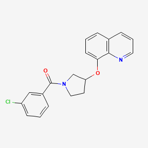 molecular formula C20H17ClN2O2 B2861171 (3-氯苯基)(3-(喹啉-8-氧基)吡咯烷-1-基)甲苯酮 CAS No. 1903623-12-0