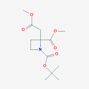 molecular formula C13H21NO6 B2861176 1-叔丁基 2-甲基 2-(2-甲氧基-2-氧代乙基)氮杂环丁烷-1,2-二羧酸酯 CAS No. 2055118-98-2