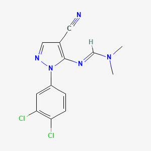 molecular formula C13H11Cl2N5 B2861184 (E)-N'-[4-氰基-1-(3,4-二氯苯基)-1H-吡唑-5-基]-N,N-二甲基甲亚胺酰胺 CAS No. 956930-25-9