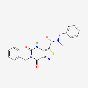 molecular formula C21H18N4O3S B2861187 N~3~,6-dibenzyl-N~3~-methyl-5,7-dioxo-4,5,6,7-tetrahydroisothiazolo[4,3-d]pyrimidine-3-carboxamide CAS No. 1251630-35-9