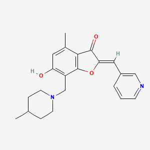 molecular formula C22H24N2O3 B2861189 (Z)-6-hydroxy-4-methyl-7-((4-methylpiperidin-1-yl)methyl)-2-(pyridin-3-ylmethylene)benzofuran-3(2H)-one CAS No. 903865-92-9