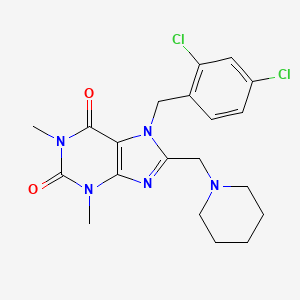 molecular formula C20H23Cl2N5O2 B2861192 7-(2,4-dichlorobenzyl)-1,3-dimethyl-8-(piperidin-1-ylmethyl)-3,7-dihydro-1H-purine-2,6-dione CAS No. 851940-18-6