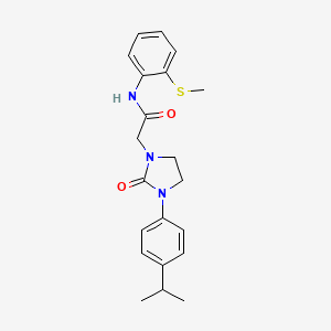 molecular formula C21H25N3O2S B2861199 2-(3-(4-isopropylphenyl)-2-oxoimidazolidin-1-yl)-N-(2-(methylthio)phenyl)acetamide CAS No. 1251547-75-7
