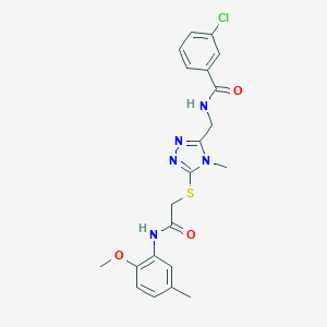 molecular formula C21H22ClN5O3S B286120 3-chloro-N-{[5-({2-[(2-methoxy-5-methylphenyl)amino]-2-oxoethyl}sulfanyl)-4-methyl-4H-1,2,4-triazol-3-yl]methyl}benzamide 