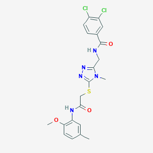 molecular formula C21H21Cl2N5O3S B286121 3,4-dichloro-N-[(5-{[2-(2-methoxy-5-methylanilino)-2-oxoethyl]thio}-4-methyl-4H-1,2,4-triazol-3-yl)methyl]benzamide 
