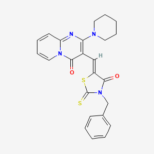 molecular formula C24H22N4O2S2 B2861210 3-苄基-5-{[4-氧代-2-(哌啶-1-基)-4H-吡啶并[1,2-a]嘧啶-3-基]亚甲基}-2-硫亚甲基-1,3-噻唑烷-4-酮 CAS No. 331949-05-4