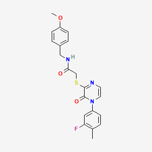 2-((4-(3-fluoro-4-methylphenyl)-3-oxo-3,4-dihydropyrazin-2-yl)thio)-N-(4-methoxybenzyl)acetamide