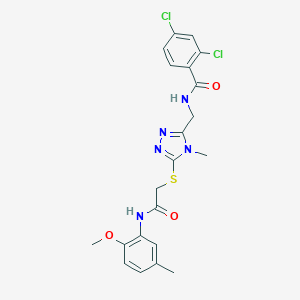 molecular formula C21H21Cl2N5O3S B286122 2,4-dichloro-N-{[5-({2-[(2-methoxy-5-methylphenyl)amino]-2-oxoethyl}sulfanyl)-4-methyl-4H-1,2,4-triazol-3-yl]methyl}benzamide 