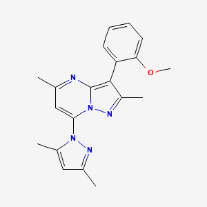 molecular formula C20H21N5O B2861227 7-(3,5-dimethyl-1H-pyrazol-1-yl)-3-(2-methoxyphenyl)-2,5-dimethylpyrazolo[1,5-a]pyrimidine CAS No. 879574-86-4