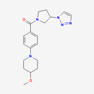 molecular formula C19H25N5O2 B2861231 (3-(1H-1,2,3-三唑-1-基)吡咯烷-1-基)(4-(4-甲氧基哌啶-1-基)苯基)甲苯酮 CAS No. 2034442-38-9