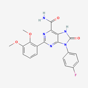 molecular formula C20H16FN5O4 B2861232 2-(2,3-dimethoxyphenyl)-9-(4-fluorophenyl)-8-oxo-8,9-dihydro-7H-purine-6-carboxamide CAS No. 869069-07-8