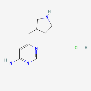 molecular formula C10H17ClN4 B2861238 N-Methyl-6-(pyrrolidin-3-ylmethyl)pyrimidin-4-amine hydrochloride CAS No. 2197854-91-2