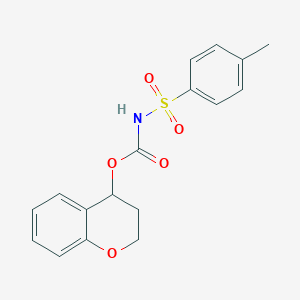 molecular formula C17H17NO5S B2861240 3,4-dihydro-2H-chromen-4-yl N-[(4-methylphenyl)sulfonyl]carbamate CAS No. 866042-86-6