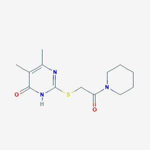 molecular formula C13H19N3O2S B2861249 5,6-dimethyl-2-((2-oxo-2-(piperidin-1-yl)ethyl)thio)pyrimidin-4(3H)-one CAS No. 28994-57-2