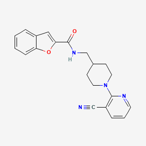 molecular formula C21H20N4O2 B2861251 N-((1-(3-cyanopyridin-2-yl)piperidin-4-yl)methyl)benzofuran-2-carboxamide CAS No. 1797218-09-7