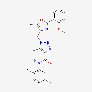 molecular formula C24H25N5O3 B2861252 N-(2,5-二甲苯基)-1-((2-(2-甲氧苯基)-5-甲基恶唑-4-基)甲基)-5-甲基-1H-1,2,3-三唑-4-甲酰胺 CAS No. 946213-20-3