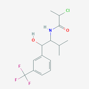 molecular formula C15H19ClF3NO2 B2861276 2-Chloro-N-[1-hydroxy-3-methyl-1-[3-(trifluoromethyl)phenyl]butan-2-yl]propanamide CAS No. 2411294-42-1